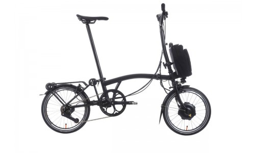 Brompton P Line Electric Explore 12  High+Rack, Midnight Black Metallic /Titanium Black Matt